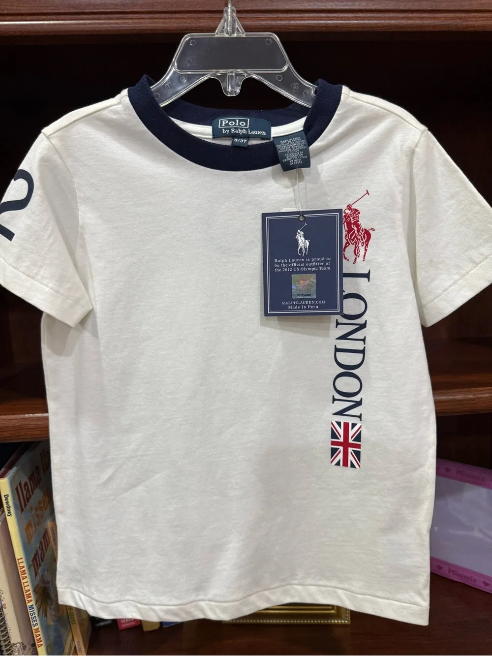 Ralph Lauren White Short-Sleeve London Graphic Tee with Navy Trim